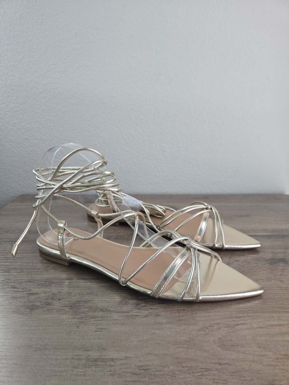 I.N.C. International Concepts Women's Kharmaa Lace-up Flat Sandals Gold Size 9M